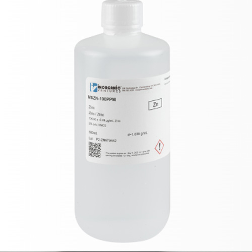 MSZN-100PPM-500ML 100ug/mL ZINC 500mL patron ICP Material de referencia certificado