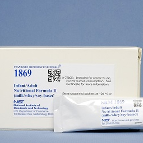 NIST-SRM-1869 NIST-SRM-1869 Infant/Adult Nutritional Formula II (milk/whey/soy-based) 94 / 100 Bioz Stars 11 Citations Código del producto NIST-1869 Número CAS 46 Analytes Matriz Infant formula Categorías de producto National Institute of Science and Technology (NIST), Nutritional Composition Compounds Reference Materials , Matrix Reference Material