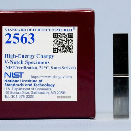 Especímenes Charpy con entalla en V de alta energía (verificación NIST, 21 °C, percutor de 8 mm) material de referencia 2563 nist